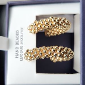 Pink Linen Handbeaded Earrings